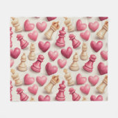 Chess & Hearts Valentines Pattern フリースブランケット (正面(横))