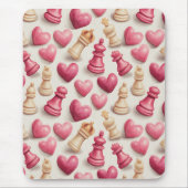 Chess & Hearts Valentines Pattern マウスパッド (正面)