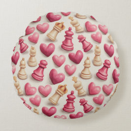 Chess & Hearts Valentines Pattern ラウンドクッション