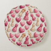 Chess & Hearts Valentines Pattern ラウンドクッション (裏面)