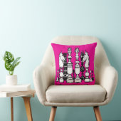 Chess hot pink decor pillow black white pillow クッション (椅子)