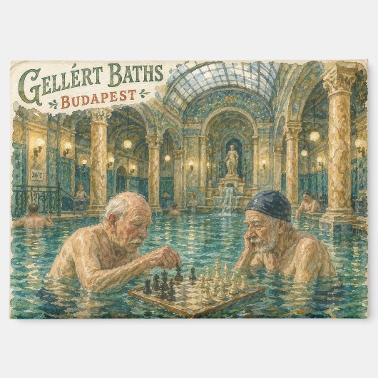 Chess in the Gellert Baths Budapest Hungary マグネット (正面)
