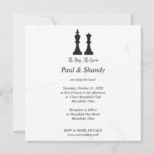 Chess King and Queen Pieces Wedding Design (裏面)