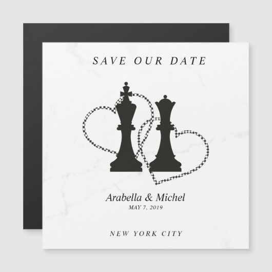 Chess King and Queen Pieces Wedding Design (正面/裏面)