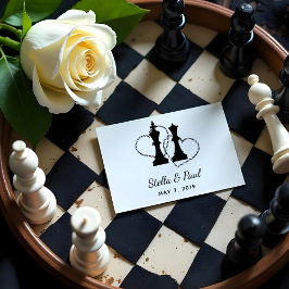 Chess King and Queen Pieces Wedding Design ラバースタンプ
