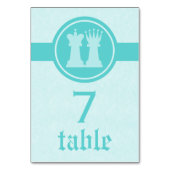 Chess King and Queen Wedding Table Card, Aqua テーブルナンバー (裏面)