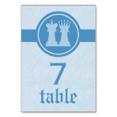 Chess King and Queen Wedding Table Card, Blue テーブルナンバー (裏面)