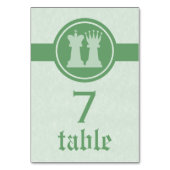 Chess King and Queen Wedding Table Card, Green テーブルナンバー (裏面)