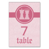 Chess King and Queen Wedding Table Card, Pink テーブルナンバー (裏面)