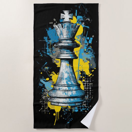 Chess King Graffiti Art – Urban Strategy Illustrat ビーチタオル (正面)