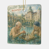 Chess match Gellert Baths Budapest Hungary セラミックオーナメント (左)