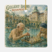Chess match Gellert Baths Budapest Hungary セラミックオーナメント (裏面)