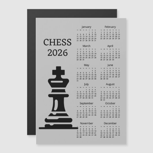 Chess Piece King 2026 Calendar Magnetic Card (正面/裏面)