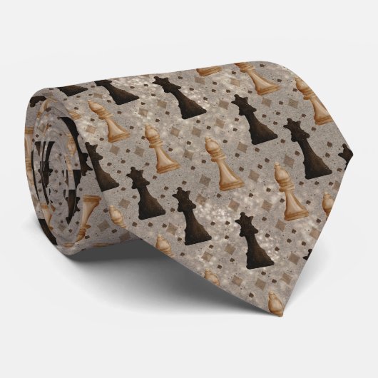 Chess Pieces Game of Chess Black White and Gold ネクタイ (ロール)