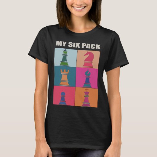 Chess Pieces Retro Pop Check Out MY SIX PACK Worko Tシャツ (正面)