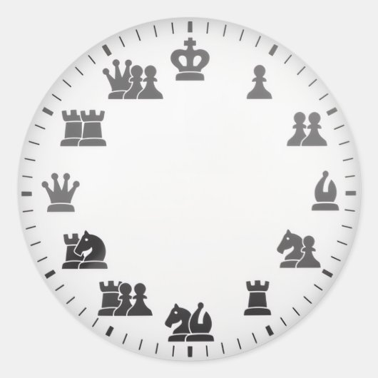 Chess Themed Wall Clock ラウンドシール (正面)