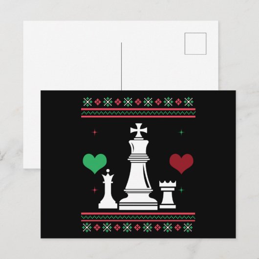 Chess Ugly Christmas Sweater Xmas ポストカード (正面/裏面)