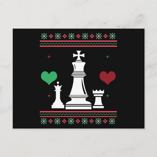 Chess Ugly Christmas Sweater Xmas ポストカード (正面)