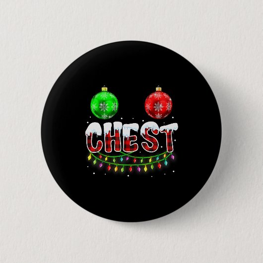 Chest Nuts Christmas Funny Matching Couple Chestnu 缶バッジ (正面)