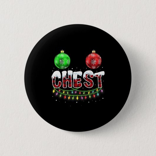 Chest Nuts Christmas T Shirt Matching Couple Chest 缶バッジ (正面)