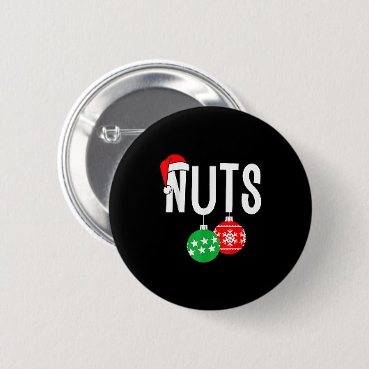Chest Nuts Matching Chestnuts Funny Christmas Coup 缶バッジ (正面&裏面)