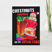 Chest Nuts Roasting Funny Naughty Santa Dirty Food カード (正面)