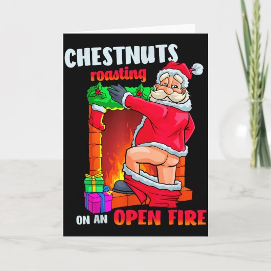 Chest Nuts Roasting Funny Naughty Santa Dirty Food カード (正面)