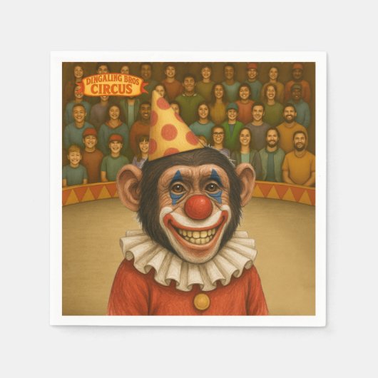 Chester the chimp clown スタンダードカクテルナプキン (正面)
