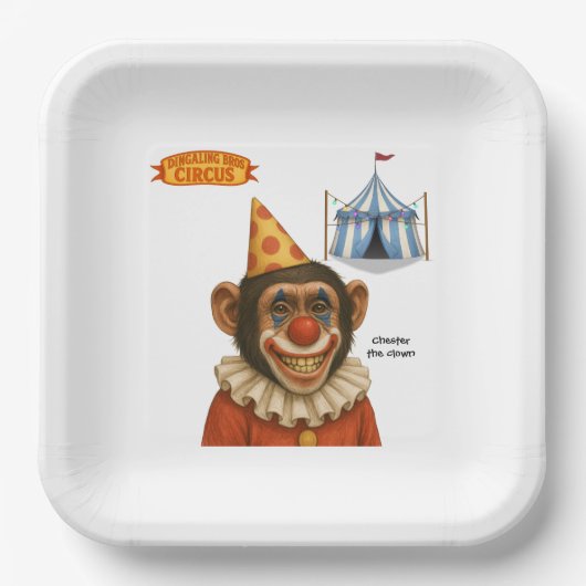 Chester the chimp clown ペーパープレート (正面)