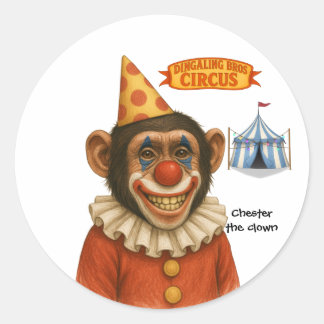 Chester the chimp clown ラウンドシール