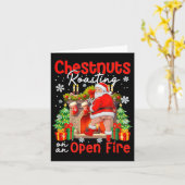 Chestnuts Roasting On An Open Fire Funny Santa  カード (黄色い花)