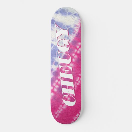 Cheugy Pink Blue Tie Dye Skateboard スケートボード (正面)