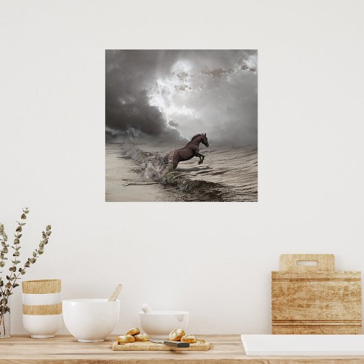 Cheval dans les vages, Papier poster (mat) ポスター (キッチン)