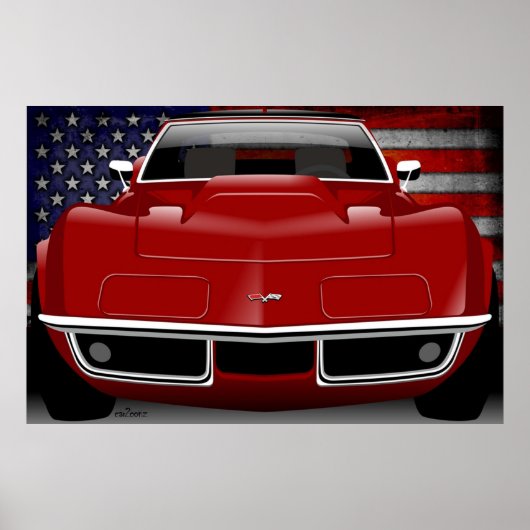 Chevrolet Corvette C3  red ポスター (正面)