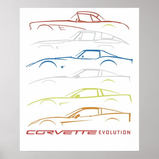 Chevrolet Corvette T-Shirt Black w 1953-2019 Mode ポスター (正面)