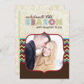 Chevronクリスマスフォトカードテンプレート シーズンカード (正面/裏面)