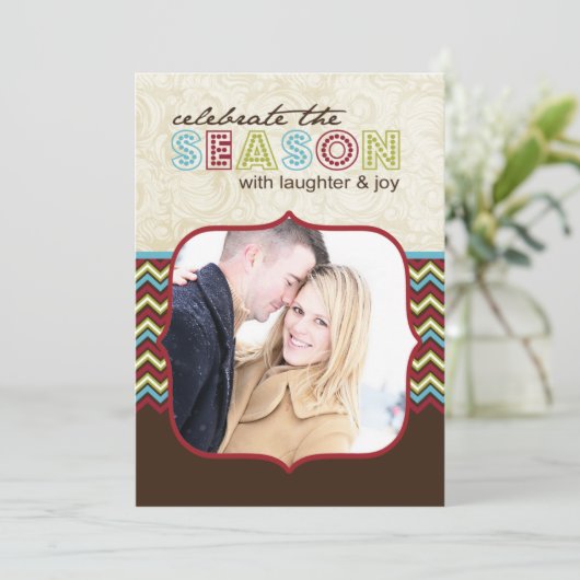 Chevronクリスマスフォトカードテンプレート シーズンカード (スタンド正面)