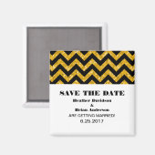 Chevronグリッター日付磁石、黄色を保存 マグネット (正面/裏面)