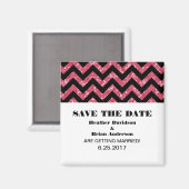 ChevronグリッターSave the Date Magnet, Pink マグネット (正面/裏面)