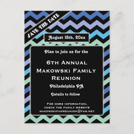 Chevronデザイン-懇親会、イベント、パーティー日付の保存 案内ポストカード (正面)