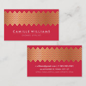 CHEVRONパターモダンン金ゴールドフォイルトレンディーリッチレッド 名刺 (正面/裏面)