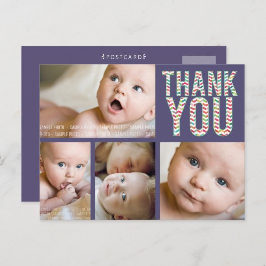 Chevron写真アステカベビーありがとうポストカード 案内ポストカード (正面/裏面)