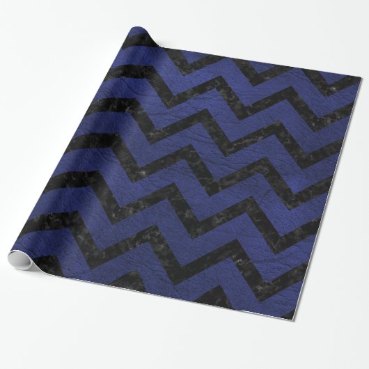 CHEVRON9黒い大理石及び青い革(R) ラッピングペーパー (アンロールド)