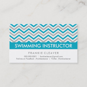 CHEVRON はっきりした BUSINESS CARD ::アクアモダン・ブルー 名刺