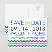 Chevron モダン Zig-Zag日付の保存 案内ポストカード (正面/裏面)