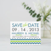 Chevron モダン Zig-Zag日付の保存 案内ポストカード (スタンド正面)