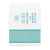 Chevron 縁ど Save the Date Magnet, ティール(緑がかった色) マグネット (縦)
