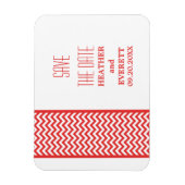 Chevron 縁ど Save the Date Magnet, Red マグネット (縦)