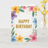 Chevron 誕生日フラワーカード カード (黄色い花)