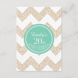 Chevron 20th Birthday Party Choose Color Flat Card 招待状